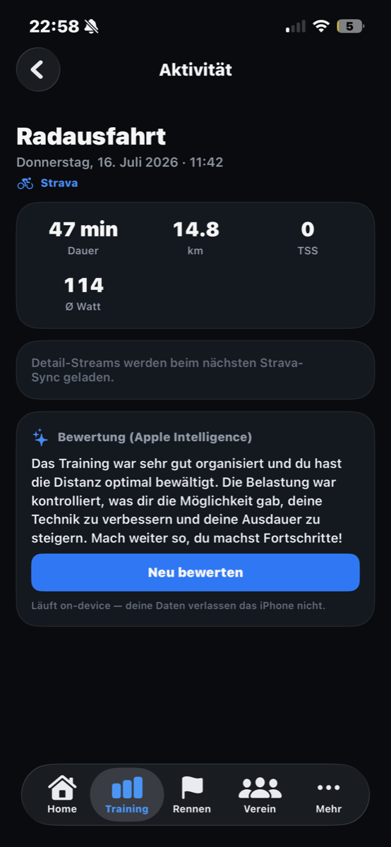 KI-Bewertung einer Trainingseinheit